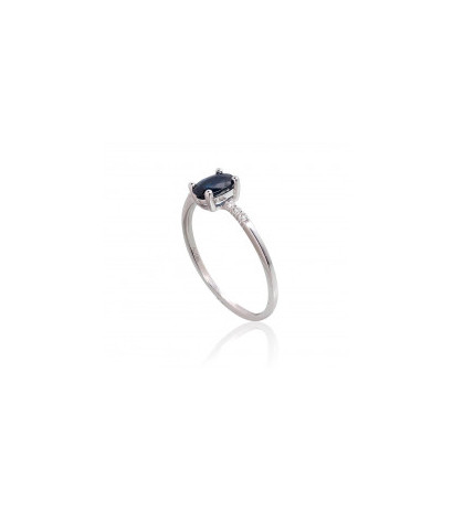 Gold ring 1101104(Au-W)_DI+SA, White Gold 585°, Diamonds , Sapphire