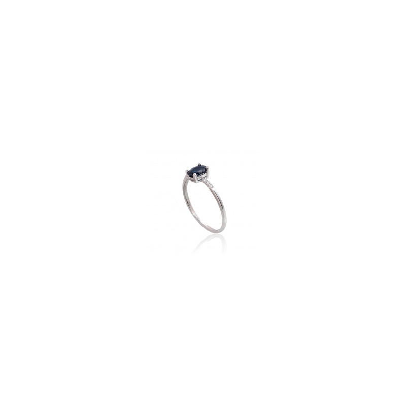 Gold ring 1101104(Au-W)_DI+SA, White Gold 585°, Diamonds , Sapphire