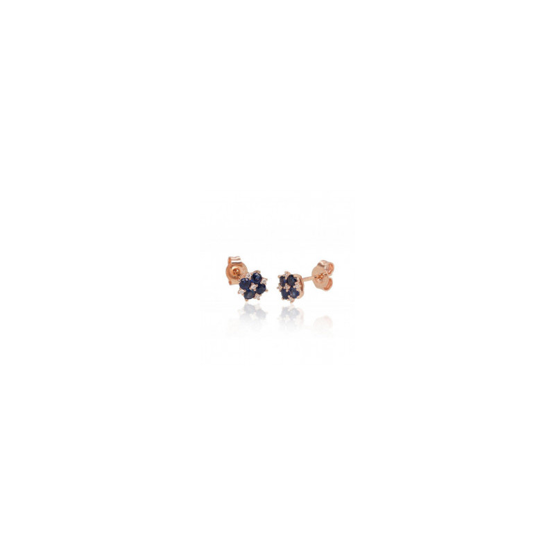 Gold classic studs earrings 1201485(Au-R)_DI+SA, Red Gold 585°, Diamonds , Sapphire
