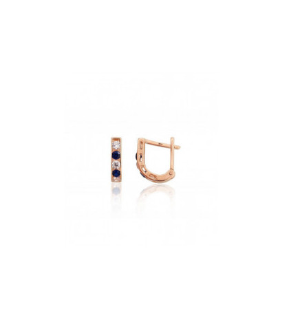 Gold earrings with 'english' lock 1201494(Au-R)_CZ+CZ-B, Red Gold 585°, Zirkons