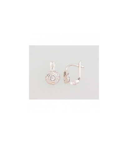 Silver earrings with 'english' lock 2202806_SV, Silver 925°, Crystals