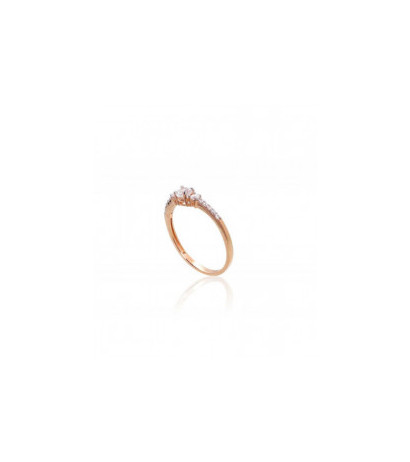 Gold ring 1101132(Au-R+PRh-W)_CZ, Red Gold 585°, Rhodium (Plating) , Zirkons