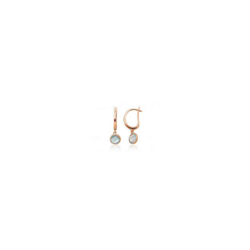 Gold earrings with 'english' lock 1201513(Au-R)_TZLB, Red Gold 585°, Sky Blue Topaz