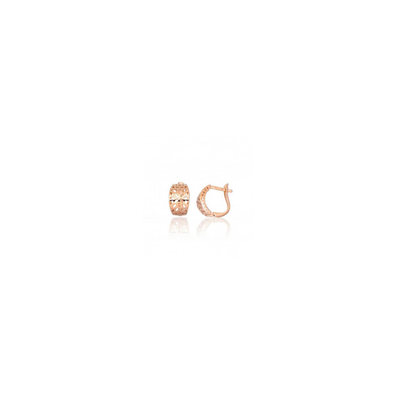 Gold earrings with 'english' lock 1201540(Au-R), Red Gold 585°