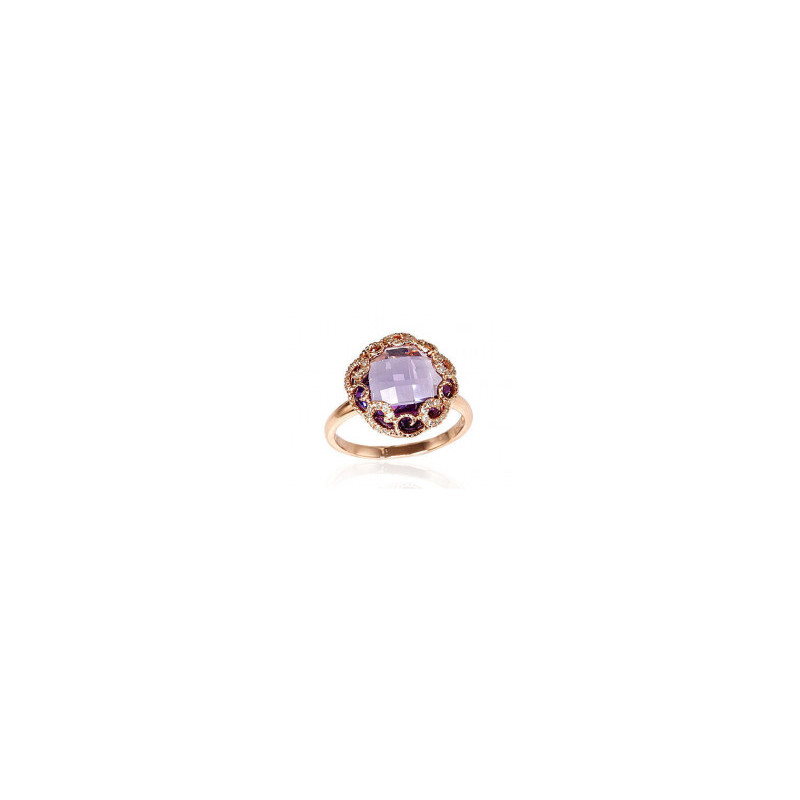 Gold ring 1100093(Au-R)_DI+AM, Red Gold 585°, Diamonds , Amethyst