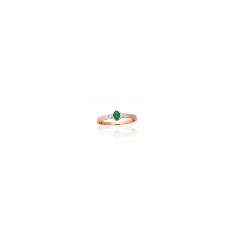 Gold ring 1101144(Au-R+PRh-W)_DI+EM, Red Gold 585°, Rhodium (Plating) , Diamonds , Emerald