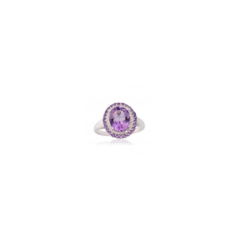 Gold ring 1101147(Au-W)_DI+AM, White Gold 585°, Diamonds , Amethyst