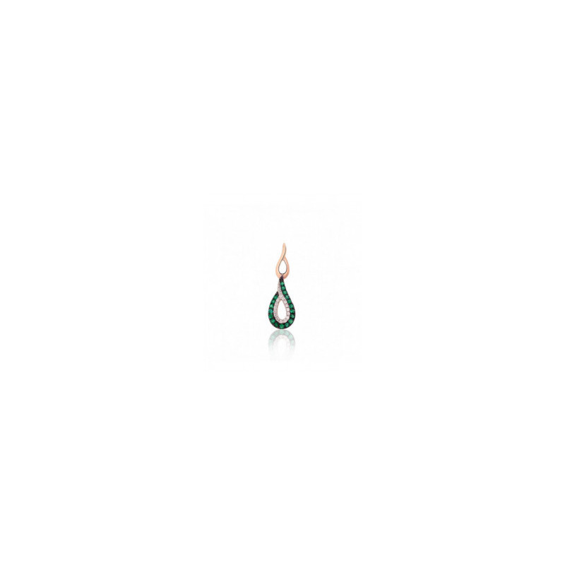 Gold pendant 1301022(Au-R+PRh-W+PRh-Bk)_DI+EM, Red Gold 585°, Rhodium (Plating) , Diamonds , Emerald
