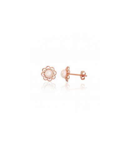 Gold classic studs earrings 1201570(Au-R)_PE, Red Gold 585°, Fresh-water Pearl