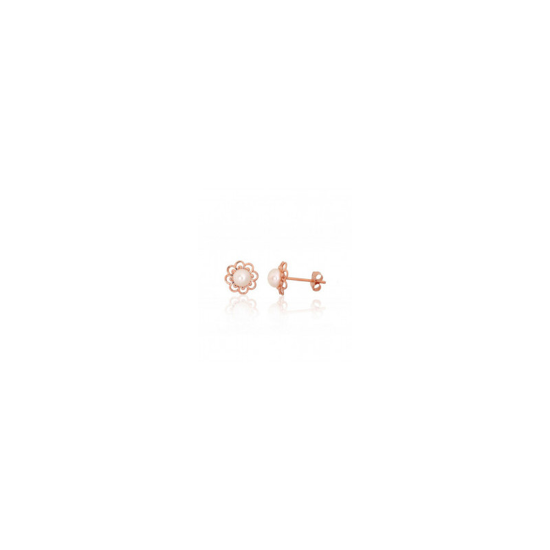 Gold classic studs earrings 1201570(Au-R)_PE, Red Gold 585°, Fresh-water Pearl