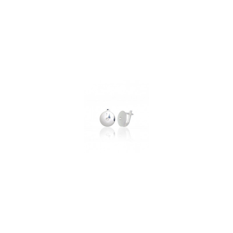 Silver earrings with 'english' lock 2203791_CZ, Silver 925°, Zirkons
