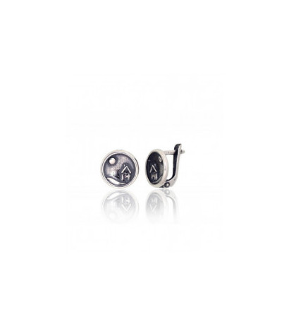 Silver earrings with 'english' lock 2203824(POx-Bk), Silver 925°, oxide (Plating)
