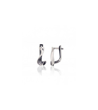Silver earrings with 'english' lock 2203806(POx-Bk), Silver 925°, oxide (Plating)
