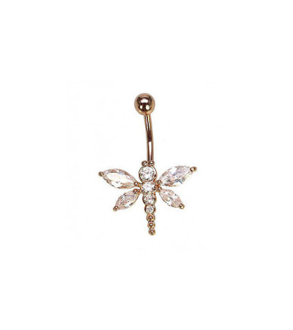 Gold piercing for navel 1930018(Au-R)_CZ, Red Gold 585°, Zirkons