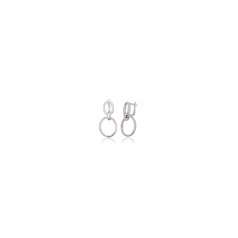 Silver earrings with 'english' lock 2203856(PRh-Gr), Silver 925°, Rhodium (Plating)