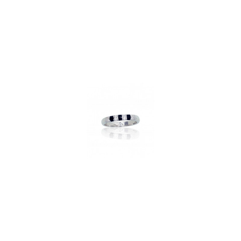 Silver ring 2101843(PRh-Gr)_CZ+ML-BK, Silver 925°, Rhodium (Plating), Zirkons , Jewelery enamel