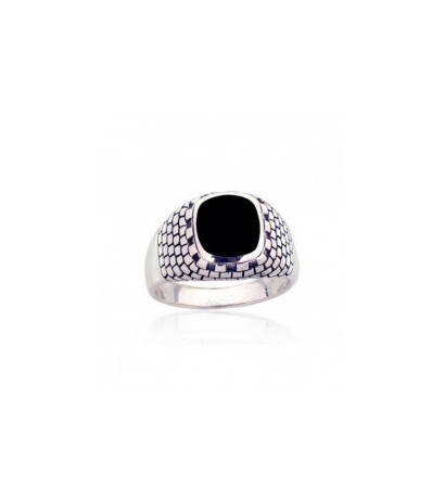Silver ring 2101863(POx-Bk)_ON, Silver 925°, oxide (Plating), Onix