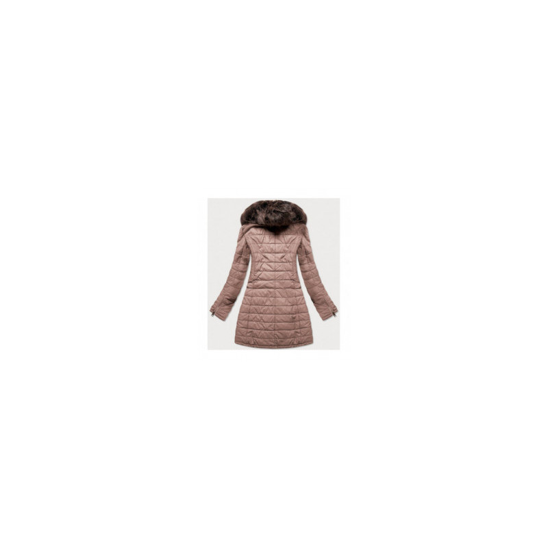 COAT WITH FUR COLLAR VINTAGE PINK (LD5520) striukė