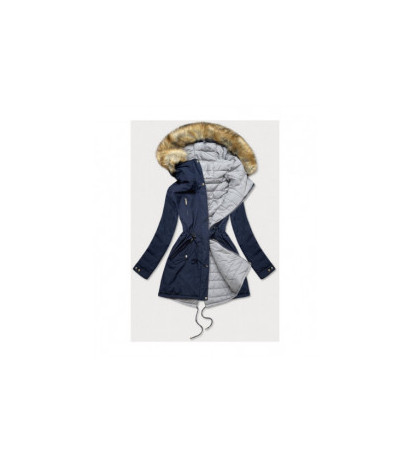 REVERSIBLE HOODED JACKET NAVY BLUE-GREY (W210) striukė
