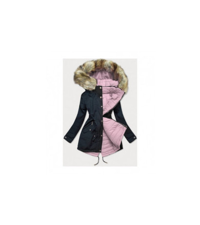 REVERSIBLE HOODED JACKET NAVY BLUE-PINK (W211) striukė
