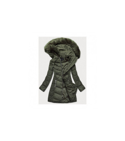 LONG QUILTED JACKET KHAKI (7689) striukė