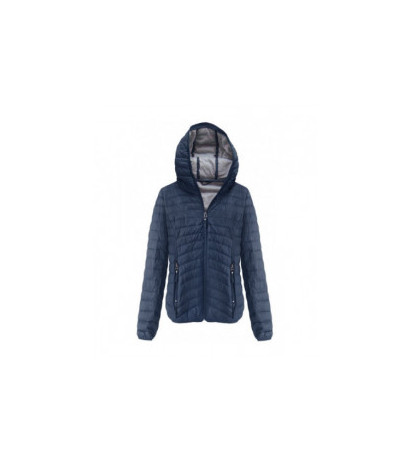 QUILTED HOODED JACKET NAVY BLUE (B1078-30) striukė