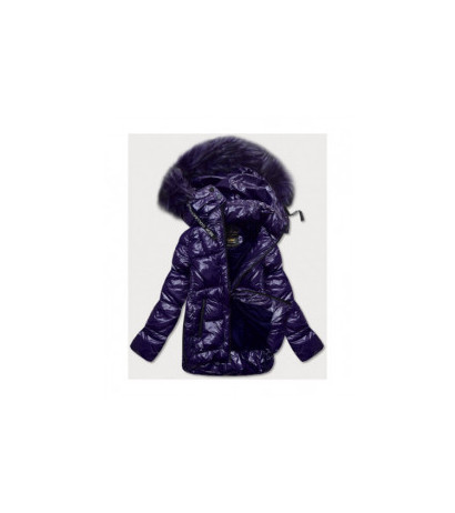 GLOSSY QUILTED NAVY JACKET (7697) striukė