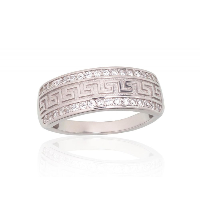 Silver ring 2101965(PRh-Gr)_CZ, Silver 925°, Rhodium (Plating), Zirkons