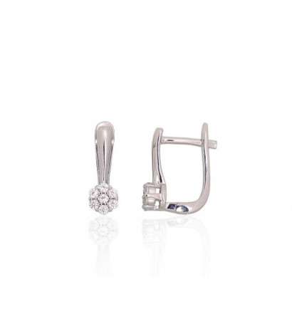 Silver earrings with 'english' lock 2204194(PRh-Gr)_CZ, Silver 925°, Rhodium (Plating), Zirkons