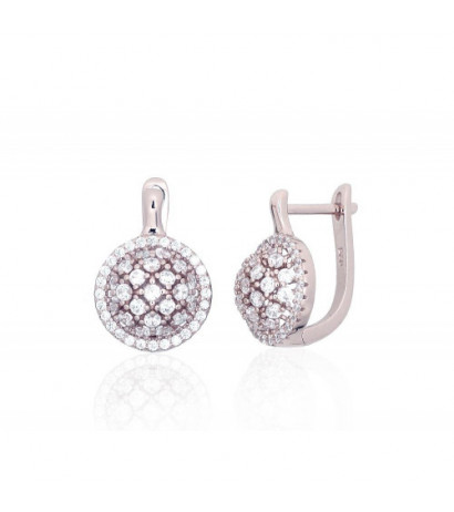 Silver earrings with 'english' lock 2204258(PRh-Gr)_CZ, Silver 925°, Rhodium (Plating), Zirkons