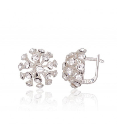 Silver earrings with 'english' lock 2203794_SV, Silver 925°, Crystals