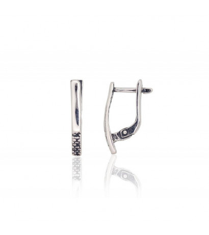 Silver earrings with 'english' lock 2204264(POx-Bk), Silver 925°, oxide (Plating)