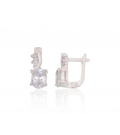 Silver earrings with 'english' lock 2203798_CZ, Silver 925°