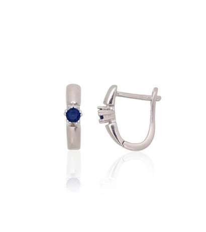 Silver earrings with 'english' lock 2203105(PRh-Gr)_CZ-B, Silver 925°, Rhodium (Plating), Zirkons