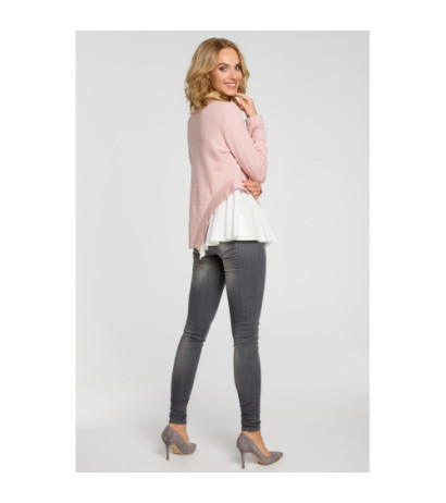 M333 Double-layered asymmetrical blouse - powder