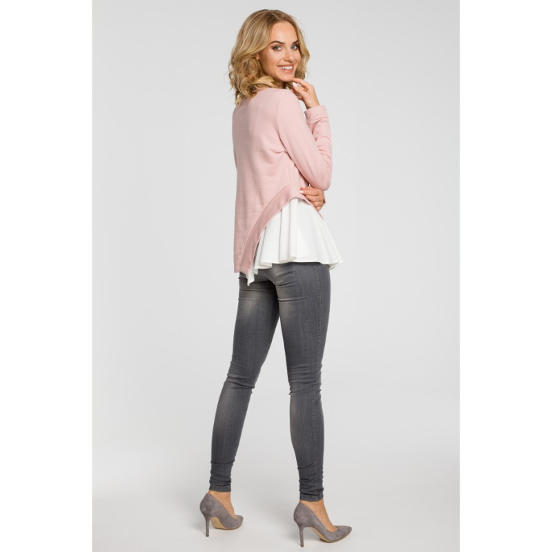 M333 Double-layered asymmetrical blouse - powder