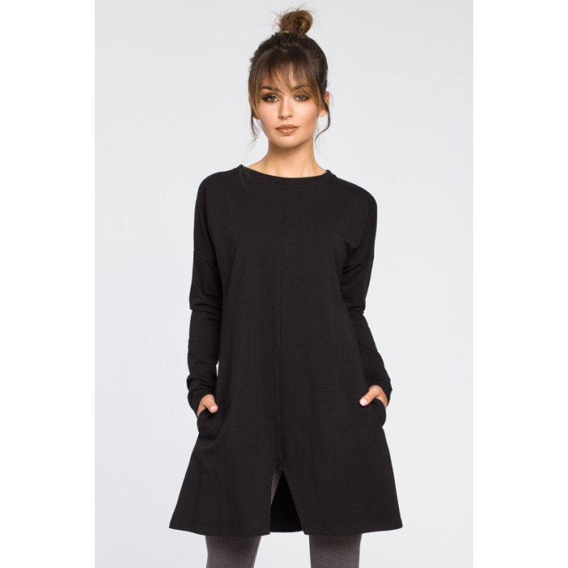 B042 Bottom Notched Tunic - Black