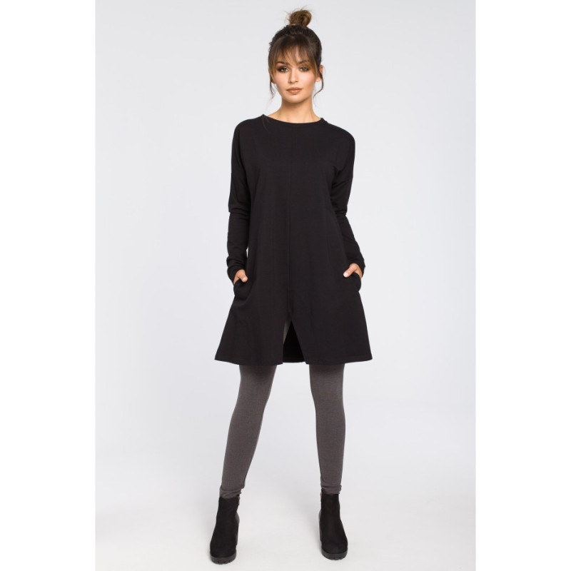 B042 Bottom Notched Tunic - Black