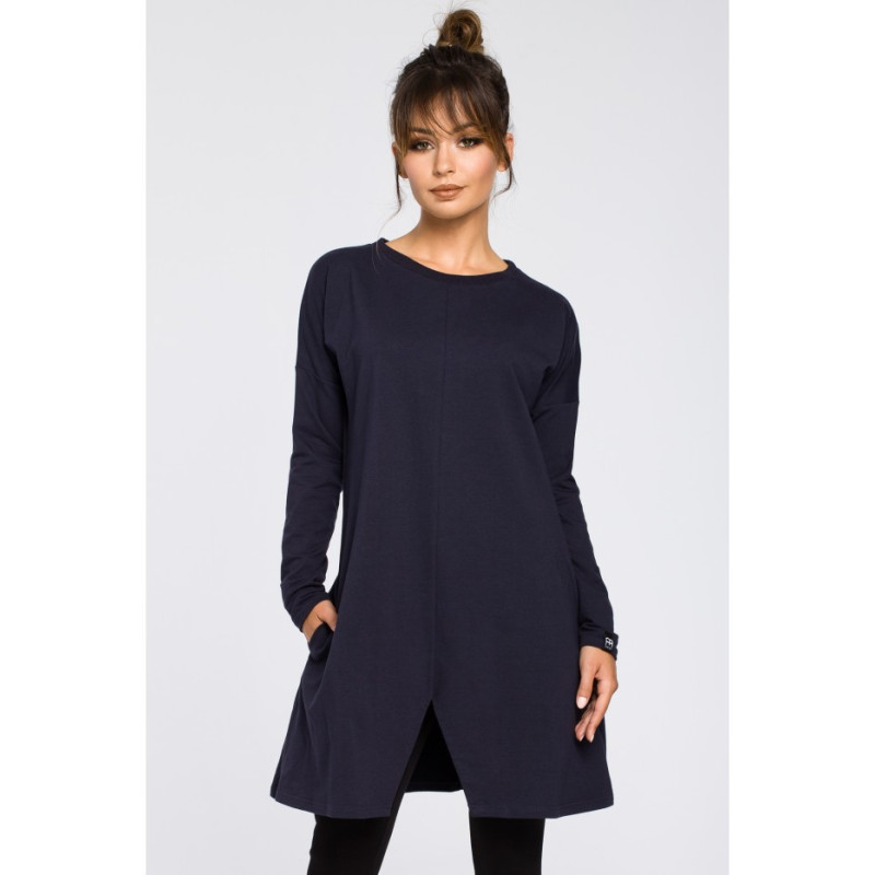 B042 Bottom-cut tunic - navy blue