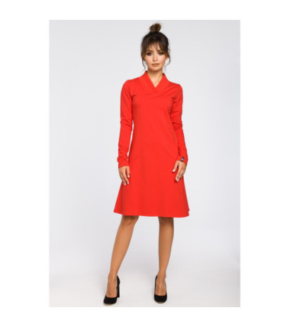 B044 Sukienka z klinami i wstawkami ze ściągacza - czerwona