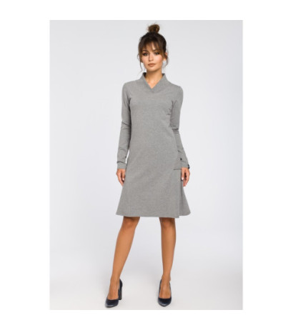 B044 Sukienka z klinami i wstawkami ze ściągacza - szara