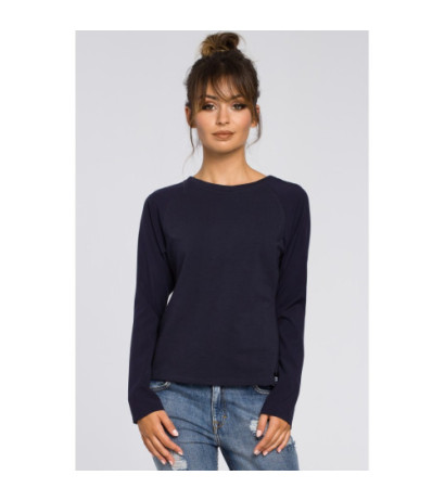 B047 Elegancka dzianinowa bluzka damska - granatowa