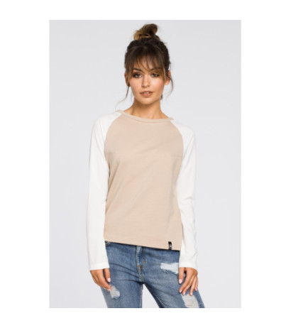 B047 Elegancka dzianinowa bluzka damska - beżowa