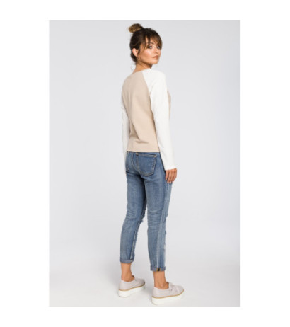 B047 Elegancka dzianinowa bluzka damska - beżowa