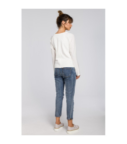 B047 Elegancka dzianinowa bluzka damska - ecru