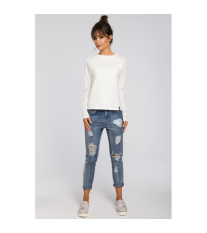 B047 Elegancka dzianinowa bluzka damska - ecru