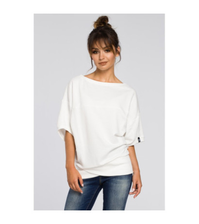 B048 Bluza oversize z rękawami kimono - ecru