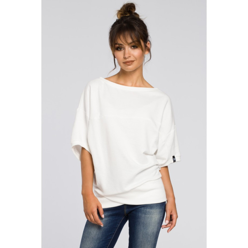 B048 Bluza oversize z rękawami kimono - ecru