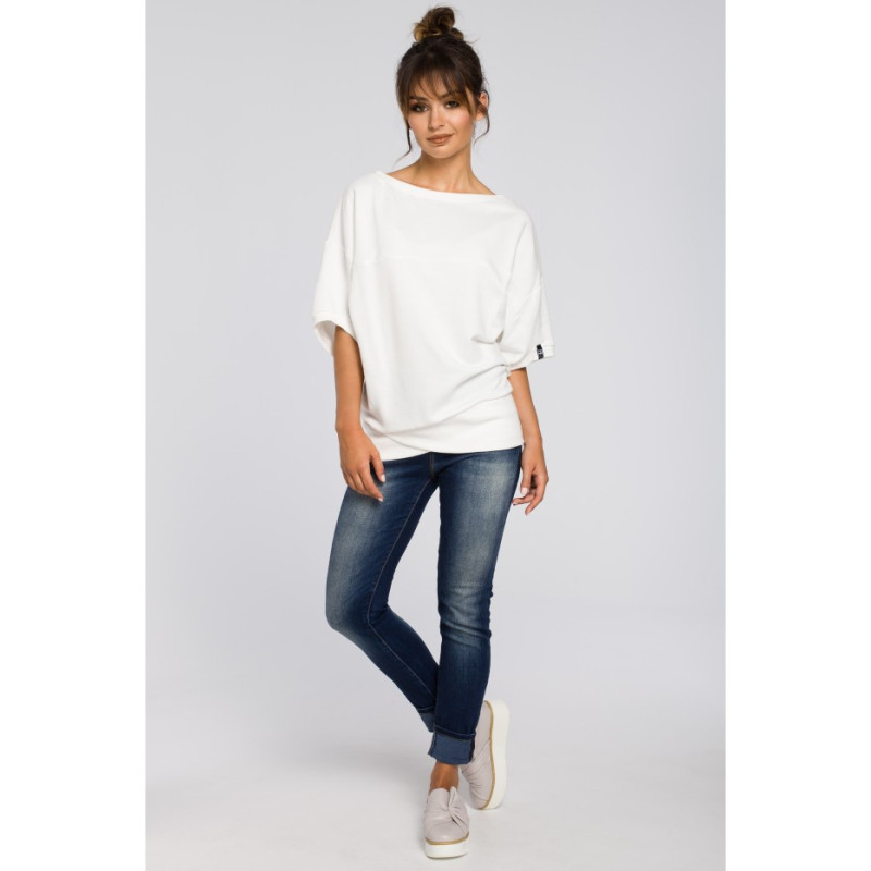 B048 Bluza oversize z rękawami kimono - ecru