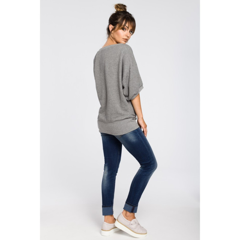 B048 Bluza oversize z rękawami kimono - szara